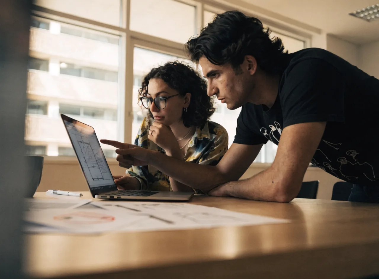 Team working together in an office.